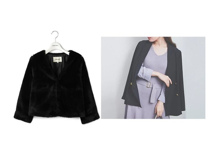 【LAISSE PASSE/レッセ パッセ】のフェイクファージャケット&ダブルブレストジャケット 【アウター】おすすめ！人気、トレンド、レディースファッションの通販  おすすめ人気トレンドファッション通販アイテム インテリア・キッズ・メンズ・レディースファッション・服の通販 founy(ファニー) https://founy.com/ ファッション Fashion レディースファッション WOMEN アウター Coat Outerwear コート Coats ジャケット Jackets おすすめ Recommend コンパクト フロント ジャケット ダブル テーラード トレンド フェミニン ボックス ミニスカート 無地 |ID:crp329100000117431