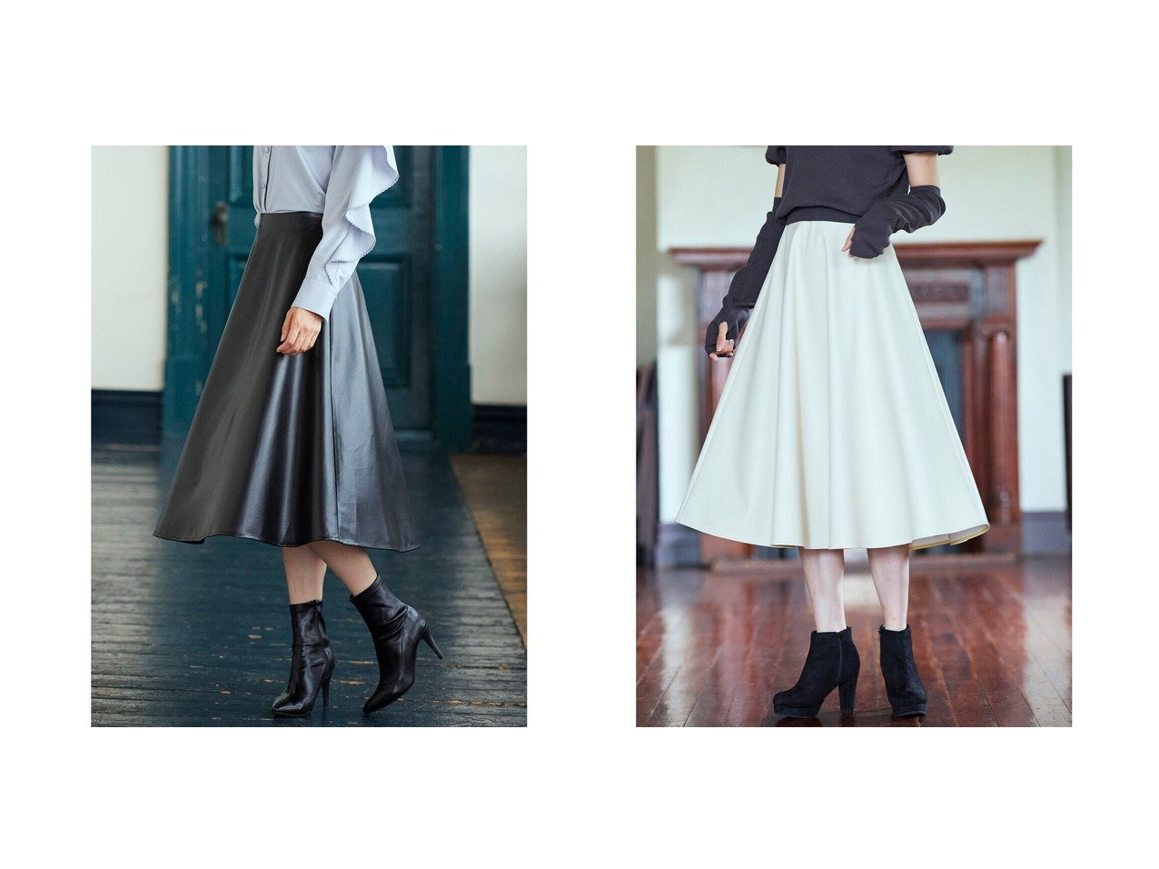【QUEENS COURT/クイーンズ コート】のフェイクレザーロングサーキュラースカート 【スカート】おすすめ！人気、トレンド、レディースファッションの通販 おすすめ人気トレンドファッション通販アイテム インテリア・キッズ・メンズ・レディースファッション・服の通販 founy(ファニー) 　ファッション　Fashion　レディースファッション　WOMEN　スカート　Skirt　2022年　2022　2022-2023秋冬・A/W　AW/Autumn/Winter//FW/Fall-Winter/2022-2023　A/W・秋冬　AW・Autumn/Winter・FW・Fall-Winter　フェイクレザー　ブラック系　Black　ホワイト系　White　|ID:crp329100000118287