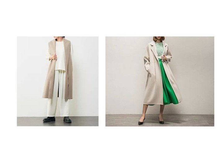 【PLAIN PEOPLE/プレインピープル】のショールカラーカシミヤジレ&【LAUTREAMONT DE CLASSE/ロートレアモンドゥクラス】のSUPER140シャルムビーバーロングコート 【アウター】おすすめ！人気、トレンド、レディースファッションの通販 おすすめ人気トレンドファッション通販アイテム インテリア・キッズ・メンズ・レディースファッション・服の通販 founy(ファニー) https://founy.com/ ファッション Fashion レディースファッション WOMEN アウター Coat Outerwear トップス・カットソー Tops/Tshirt ベスト/ジレ Gilets/Vests コート Coats おすすめ Recommend イタリア カシミヤ セットアップ ベスト フォルム プレミアム ロング |ID:crp329100000121051
