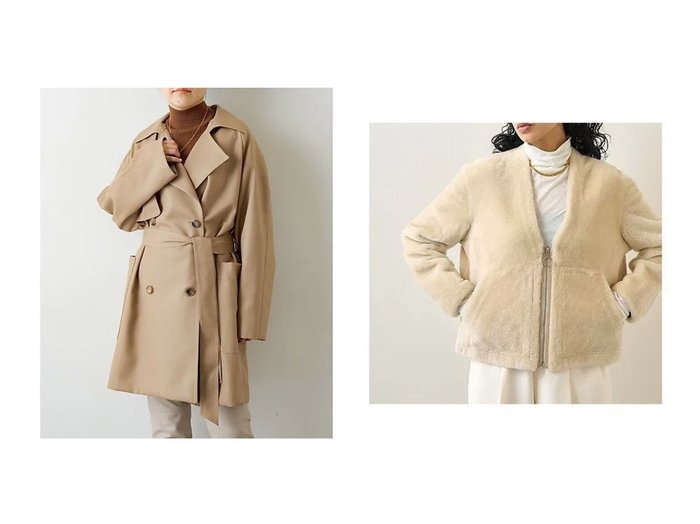 【Whim Gazette/ウィムガゼット】のミドルトレンチコート&【SPRUNG FRERES】ショートムートンコート 【アウター】おすすめ！人気、トレンド、レディースファッションの通販 おすすめ人気トレンドファッション通販アイテム インテリア・キッズ・メンズ・レディースファッション・服の通販 founy(ファニー) https://founy.com/ ファッション Fashion レディースファッション WOMEN アウター Coat Outerwear コート Coats トレンチコート Trench Coats 今季 トレンチ ボトム ミドル 無地 ロング ワイド A/W・秋冬 AW・Autumn/Winter・FW・Fall-Winter 2022年 2022 2022-2023秋冬・A/W AW/Autumn/Winter//FW/Fall-Winter/2022-2023 |ID:crp329100000124205