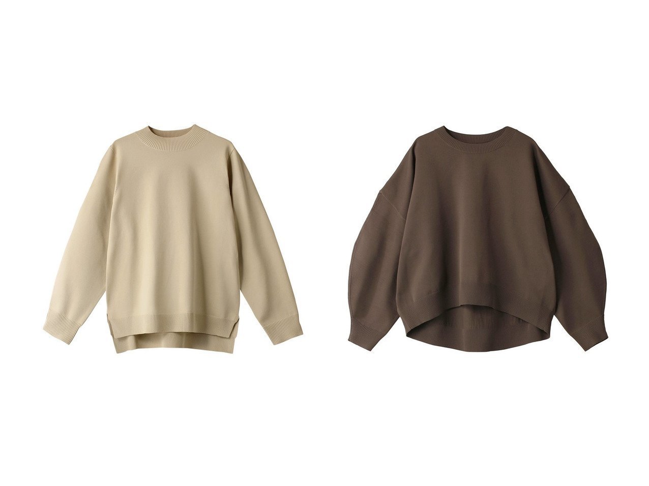 【MIDIUMISOLID/ミディウミソリッド】のmock neck PO プルオーバー&crew neck PO プルオーバー 【トップス、カットソー】おすすめ！人気、トレンド、レディースファッションの通販 おすすめ人気トレンドファッション通販アイテム インテリア・キッズ・メンズ・レディースファッション・服の通販 founy(ファニー) 　ファッション　Fashion　レディースファッション　WOMEN　トップス・カットソー　Tops/Tshirt　ニット　Knit Tops　プルオーバー　Pullover　シンプル　スリット　フロント　ベージュ系　Beige　イエロー系　Yellow　ブラウン系　Brown　ブラック系　Black　|ID:crp329100000124879