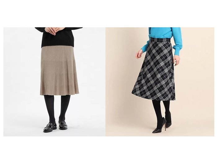 【MACKINTOSH PHILOSOPHY/マッキントッシュ フィロソフィー】のニットアッププリーツスカート&【COUP DE CHANCE/クード シャンス】のチェックチェック!チェック柄フレアースカート 【スカート】おすすめ！人気、トレンド、レディースファッションの通販 おすすめ人気トレンドファッション通販アイテム インテリア・キッズ・メンズ・レディースファッション・服の通販 founy(ファニー) https://founy.com/ ファッション Fashion レディースファッション WOMEN セットアップ Setup スカート Skirt スカート Skirt プリーツスカート Pleated Skirts おすすめ Recommend アクリル セットアップ プリーツ 冬 Winter 秋 Autumn/Fall ショート ストレッチ チェック ツイル トレンド フレアースカート ポケット ミドル モノトーン ロング 無地 |ID:crp329100000126198