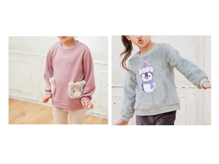 【any FAM / KIDS/エニファム】の裏シャギーポシェットトレーナー&両面フリースボアスパンコールトレーナー 【KIDS】子供服のおすすめ！人気トレンド・キッズファッションの通販  おすすめ人気トレンドファッション通販アイテム インテリア・キッズ・メンズ・レディースファッション・服の通販 founy(ファニー) https://founy.com/ ファッション Fashion キッズファッション KIDS トップス・カットソー Tops/Tees/Kids 送料無料 Free Shipping アニマル スウェット チュニック ネコ ポケット 洗える 定番 Standard |ID:crp329100000126577