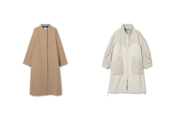 【LANVIN en Bleu/ランバン オン ブルー】のボトルネックウールコート&ツイルコンビボアロングコート 【アウター】おすすめ！人気、トレンド、レディースファッションの通販 おすすめ人気トレンドファッション通販アイテム インテリア・キッズ・メンズ・レディースファッション・服の通販 founy(ファニー) https://founy.com/ ファッション Fashion レディースファッション WOMEN アウター Coat Outerwear コート Coats クラシカル コンパクト バランス フェルト フロント ボトルネック メルトン ジップ スタンド スリット トレンド ロング 冬 Winter |ID:crp329100000127673