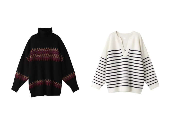 【ROSE BUD/ローズバッド】の【MIRROR MIRROR ON THE WALL】ジグザグパターンロールネックニット&キーネック片畔ニット 【トップス、カットソー】おすすめ！人気、トレンド、レディースファッションの通販 おすすめ人気トレンドファッション通販アイテム 人気、トレンドファッション・服の通販 founy(ファニー) ファッション Fashion レディースファッション WOMEN トップス・カットソー Tops/Tshirt ニット Knit Tops プルオーバー Pullover A/W・秋冬 AW・Autumn/Winter・FW・Fall-Winter アンゴラ パターン シンプル スリット |ID:crp329100000127775