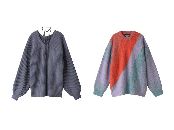 【Ezick/エジック】のブークレアゼリブプルオーバー&【MAISON SPECIAL/メゾンスペシャル】の【UNISEX】ウェーブグラデーションシャギープライムオーバーモヘヤニットプルオーバー 【トップス、カットソー】おすすめ！人気、トレンド、レディースファッションの通販 おすすめ人気トレンドファッション通販アイテム 人気、トレンドファッション・服の通販 founy(ファニー) ファッション Fashion レディースファッション WOMEN トップス・カットソー Tops/Tshirt ニット Knit Tops プルオーバー Pullover シンプル モコモコ リボン A/W・秋冬 AW・Autumn/Winter・FW・Fall-Winter UNISEX グラデーション ストライプ モヘア |ID:crp329100000127777