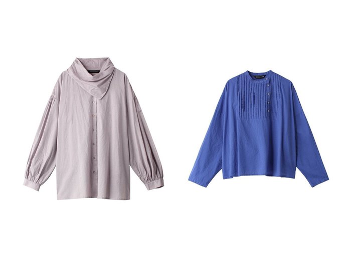 【mizuiro ind/ミズイロ インド】のスカーフカラー ワイドシャツ&ピンタック スタンドカラー シャツ 【トップス、カットソー】おすすめ！人気、トレンド、レディースファッションの通販 おすすめ人気トレンドファッション通販アイテム 人気、トレンドファッション・服の通販 founy(ファニー) ファッション Fashion レディースファッション WOMEN トップス・カットソー Tops/Tshirt シャツ/ブラウス Shirts/Blouses ギャザー シアー スカーフ スリーブ ロング ワイド アシメトリー スタンド フロント |ID:crp329100000129276