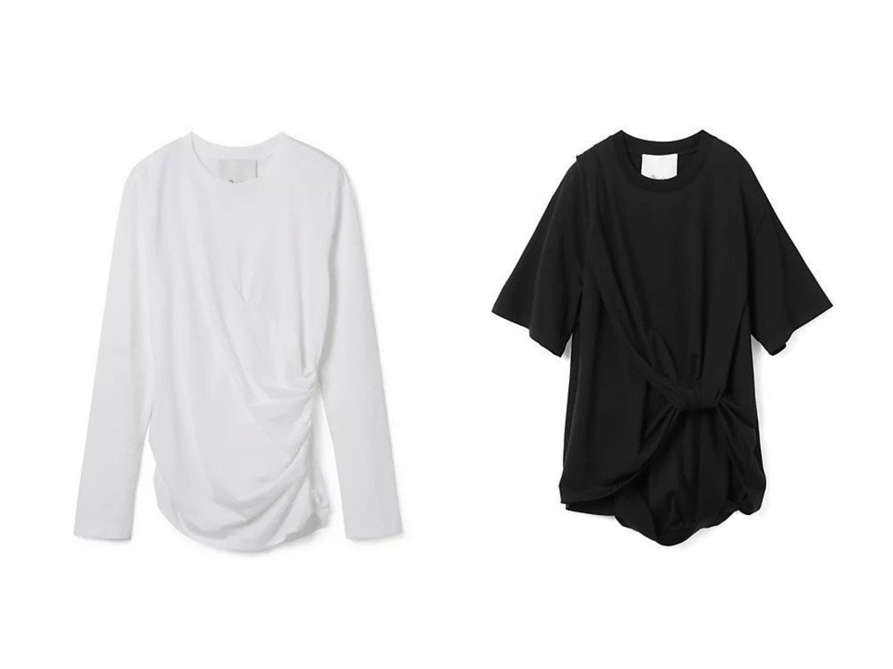 【3.1 Phillip Lim/スリーワン フィリップリム】のSS DRAPED COTTON JERSEY TSHIRT 【トップス、カットソー】おすすめ！人気、トレンド、レディースファッションの通販 おすすめ人気トレンドファッション通販アイテム インテリア・キッズ・メンズ・レディースファッション・服の通販 founy(ファニー) 　ファッション　Fashion　レディースファッション　WOMEN　トップス・カットソー　Tops/Tshirt　シャツ/ブラウス　Shirts/Blouses　ロング / Tシャツ　T-Shirts　2023年　2023　2023春夏・S/S　SS,Spring/Summer,2023　S/S・春夏　SS・Spring/Summer　アシンメトリー　ジャージー　フィット　ヘムライン　リラックス　ホワイト系　White　ブラック系　Black　|ID:crp329100000129677