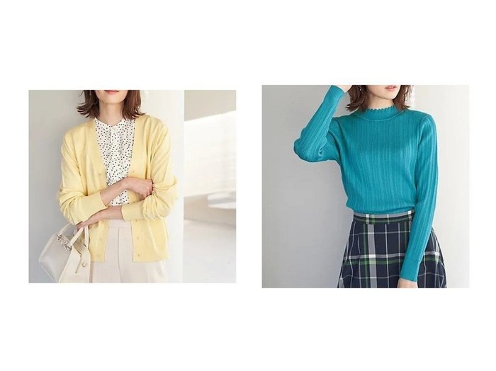 【ROPE' PICNIC/ロペピクニック】の天竺Vネックニットカーディガン&洗濯機スカラネックリブニットプルオーバー 【プチプライス・低価格】おすすめ！人気、トレンド、レディースファッションの通販 おすすめ人気トレンドファッション通販アイテム インテリア・キッズ・メンズ・レディースファッション・服の通販 founy(ファニー) https://founy.com/ ファッション Fashion レディースファッション WOMEN トップス・カットソー Tops/Tshirt ニット Knit Tops カーディガン Cardigans Vネック V-Neck プルオーバー Pullover インナー カーディガン デコルテ バランス フレア モノトーン 春 Spring 秋 Autumn/Fall 長袖 シンプル スウィート スカラップ ターコイズ ハイネック ベスト リブニット 冬 Winter おすすめ Recommend |ID:crp329100000129899