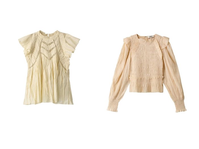 【Sea NEW YORK/シー ニューヨーク】のPaco ソリッドフラッタースリーブトップ&Pashaプリーツロングスリーブスモックトップス 【トップス、カットソー】おすすめ！人気、トレンド、レディースファッションの通販  おすすめ人気トレンドファッション通販アイテム インテリア・キッズ・メンズ・レディースファッション・服の通販 founy(ファニー) https://founy.com/ ファッション Fashion レディースファッション WOMEN トップス・カットソー Tops/Tshirt シャツ/ブラウス Shirts/Blouses 2020年 2020 2020-2021秋冬・A/W AW・Autumn/Winter・FW・Fall-Winter/2020-2021 2023年 2023 2023春夏・S/S SS,Spring/Summer,2023 A/W・秋冬 AW・Autumn/Winter・FW・Fall-Winter S/S・春夏 SS・Spring/Summer ショート スリーブ デコルテ フェミニン 夏 Summer 春 Spring |ID:crp329100000130708