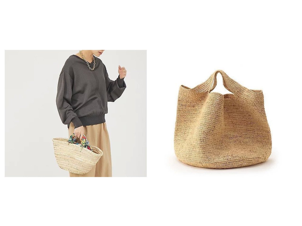 【qualite/カリテ】の【manipuri】生地巻きかごバッグ&【DRESSTERIOR/ドレステリア】のMADE IN MADA(メイドインマダ) KOKO BAG 【バッグ・鞄】おすすめ！人気、トレンド、レディースファッションの通販 おすすめ人気トレンドファッション通販アイテム インテリア・キッズ・メンズ・レディースファッション・服の通販 founy(ファニー) 　ファッション　Fashion　レディースファッション　WOMEN　バッグ　Bag　スカーフ　ストール　パターン　人気　財布　おすすめ　Recommend　シンプル　ハンドバッグ　フランス　ポケット　ラフィア　夏　Summer　手編み　ベージュ系　Beige　|ID:crp329100000132334