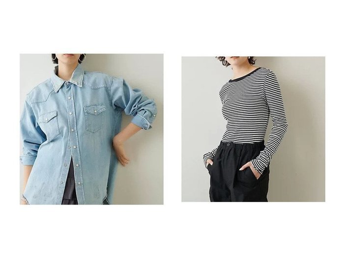 【Whim Gazette/ウィムガゼット】の【RED CARD TOKYO】Nelly デニムシャツ&Vバックシャンテレコカットソー 【トップス、カットソー】おすすめ！人気、トレンド、レディースファッションの通販 おすすめ人気トレンドファッション通販アイテム インテリア・キッズ・メンズ・レディースファッション・服の通販 founy(ファニー) https://founy.com/ ファッション Fashion レディースファッション WOMEN トップス・カットソー Tops/Tshirt カットソー Cut and Sewn シャツ/ブラウス Shirts/Blouses インナー カッティング 今季 ジャケット スマート テレコ 人気 フィット フェミニン プレミアム ベーシック ボーダー 無地 S/S・春夏 SS・Spring/Summer 2023春夏・S/S SS,Spring/Summer,2023 2023年 2023 |ID:crp329100000133567