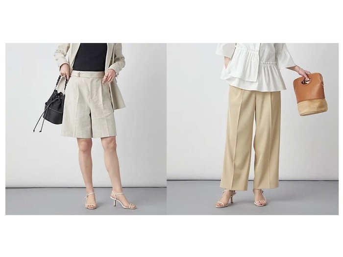 【NOLLEY'S sophi/ノーリーズソフィー】のハードリネンショートパンツ&ドライツイルワイドパンツ 【パンツ】おすすめ！人気、トレンド、レディースファッションの通販 おすすめ人気トレンドファッション通販アイテム インテリア・キッズ・メンズ・レディースファッション・服の通販 founy(ファニー) https://founy.com/ ファッション Fashion レディースファッション WOMEN パンツ Pants ハーフ / ショートパンツ Short Pants 2023年 2023 2023春夏・S/S SS,Spring/Summer,2023 S/S・春夏 SS・Spring/Summer ストレート ツイル ベーシック ルーズ ワイド おすすめ Recommend シャンブレー ショート セットアップ ネップ リネン |ID:crp329100000134065