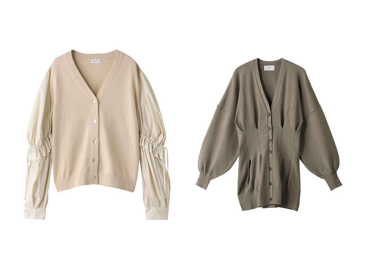 【CLANE/クラネ】のWAIST SHAPE DOLMAN CARDIGAN ニット&【REKISAMI/レキサミ】のドッキングVネックカーディガン 【トップス、カットソー】おすすめ！人気、トレンド、レディースファッションの通販 おすすめ人気トレンドファッション通販アイテム インテリア・キッズ・メンズ・レディースファッション・服の通販 founy(ファニー) 　ファッション　Fashion　レディースファッション　WOMEN　トップス・カットソー　Tops/Tshirt　ニット　Knit Tops　カーディガン　Cardigans　Vネック　V-Neck　2023年　2023　2023春夏・S/S　SS,Spring/Summer,2023　A/W・秋冬　AW・Autumn/Winter・FW・Fall-Winter　S/S・春夏　SS・Spring/Summer　カーディガン　ギャザー　シャーリング　シンプル　スリーブ　ドッキング　夏　Summer　春　Spring　羽織　シェイプ　ロング　ベージュ系　Beige　パープル系　Purple　|ID:crp329100000134252