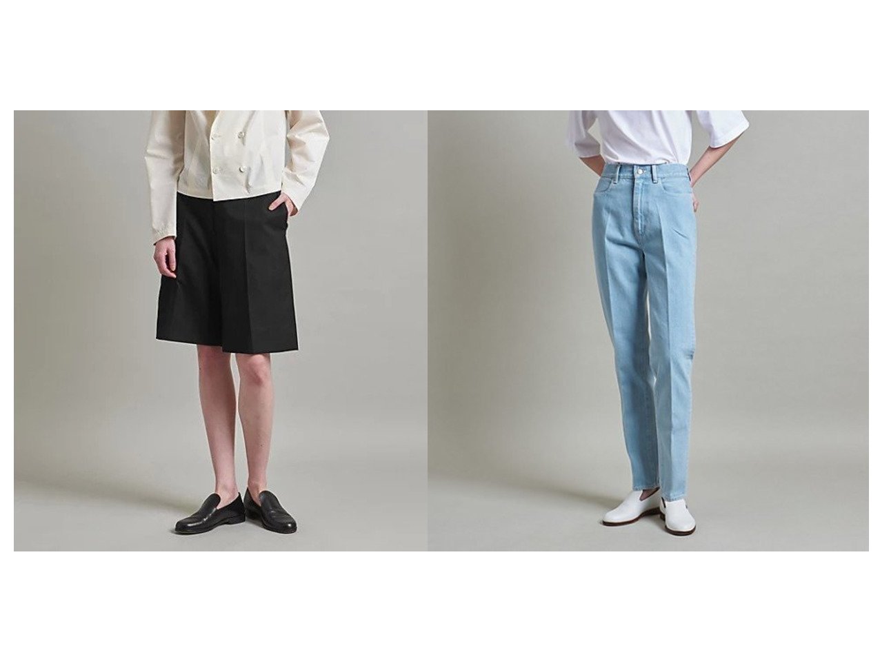 【LOEFF/ロエフ】のギャバ ショートパンツ&14oz BLEACH デニムパンツ 【パンツ】おすすめ！人気、トレンド、レディースファッションの通販 おすすめ人気トレンドファッション通販アイテム インテリア・キッズ・メンズ・レディースファッション・服の通販 founy(ファニー) 　ファッション　Fashion　レディースファッション　WOMEN　パンツ　Pants　ハーフ / ショートパンツ　Short Pants　デニムパンツ　Denim Pants　カットソー　ショート　ジャケット　ストレート　セットアップ　ベスト　リラックス　おすすめ　Recommend　くるぶし　シンプル　センター　デニム　ブリーチ　ブラック系　Black　ブルー系　Blue　|ID:crp329100000135646