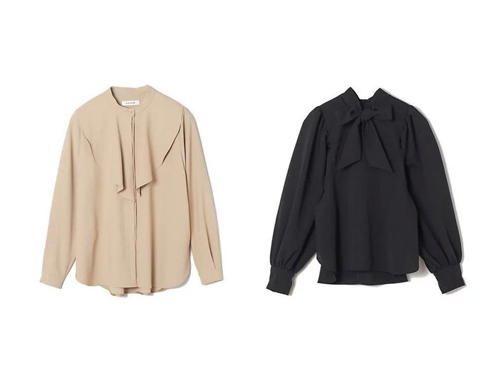【E by eclat/イーバイエクラ】のとろみフリルブラウス&へリンボーン ボウタイつきブラウス 【トップス、カットソー】おすすめ！人気、トレンド、レディースファッションの通販 おすすめ人気トレンドファッション通販アイテム インテリア・キッズ・メンズ・レディースファッション・服の通販 founy(ファニー) https://founy.com/ ファッション Fashion レディースファッション WOMEN トップス・カットソー Tops/Tshirt シャツ/ブラウス Shirts/Blouses コンパクト トレンド フォルム 洗える |ID:crp329100000135787