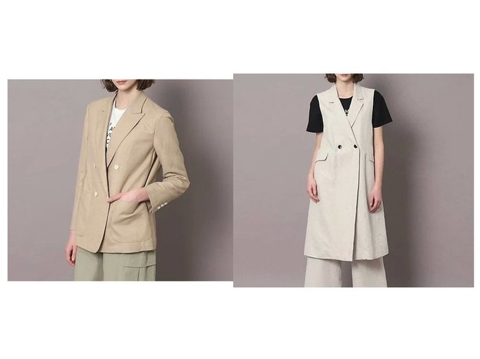 【DRESSTERIOR/ドレステリア】の【セットアップ可】リネンミックスダブルジャケット&【セットアップ可】リネンコットンロングベスト 【アウター】おすすめ！人気、トレンド、レディースファッションの通販 おすすめ人気トレンドファッション通販アイテム インテリア・キッズ・メンズ・レディースファッション・服の通販 founy(ファニー) https://founy.com/ ファッション Fashion レディースファッション WOMEN アウター Coat Outerwear トップス・カットソー Tops/Tshirt ベスト/ジレ Gilets/Vests ジャケット Jackets おすすめ Recommend インナー スリーブ セットアップ タンブラー ダブル ツイル ポケット ワイド |ID:crp329100000135897