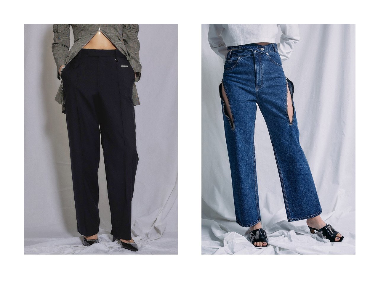 【PRANK PROJECT/プランク プロジェクト】のコンバットウールノータックパンツ Combat Wool Plain Front Pants&ロングジッパーデニム Long Zipper Jeans おすすめ！人気、トレンド、レディースファッションの通販 おすすめ人気トレンドファッション通販アイテム インテリア・キッズ・メンズ・レディースファッション・服の通販 founy(ファニー) 　ファッション　Fashion　レディースファッション　WOMEN　パンツ　Pants　デニムパンツ　Denim Pants　アシンメトリー　春　Spring　スリット　デニム　A/W・秋冬　AW・Autumn/Winter・FW・Fall-Winter　再入荷　Restock/Back in Stock/Re Arrival　S/S・春夏　SS・Spring/Summer　夏　Summer　2023春夏・S/S　SS,Spring/Summer,2023　2023年　2023　ブラック系　Black　ブルー系　Blue　グレー系　Gray　|ID:crp329100000136183
