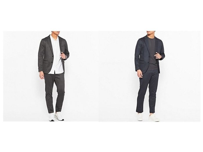 【green label relaxing / UNITED ARROWS / MEN/グリーンレーベルリラクシング】の【WEB限定】JUSTFIT ポンチ セットアップ ジャケット&パンツ 【MEN】おすすめ！人気トレンド・男性、メンズファッションの通販  おすすめ人気トレンドファッション通販アイテム インテリア・キッズ・メンズ・レディースファッション・服の通販 founy(ファニー) https://founy.com/ ファッション Fashion メンズファッション MEN ボトムス Bottoms/Men シャーリング ジャケット スタンダード スマート セットアップ ドローコード パターン ポケット おすすめ Recommend |ID:crp329100000136581
