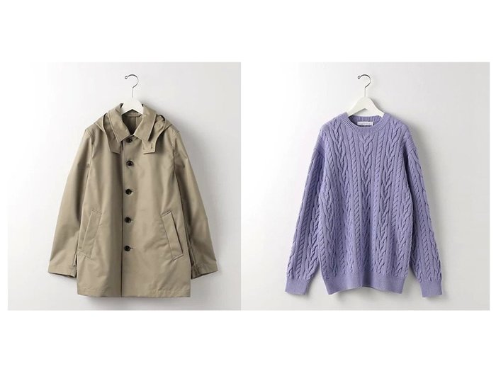 【green label relaxing / UNITED ARROWS / MEN/グリーンレーベルリラクシング】のTC フード バルカラーコート -撥水-&コード コットン ケーブル クルーネック ニット 【MEN】おすすめ！人気トレンド・男性、メンズファッションの通販  おすすめ人気トレンドファッション通販アイテム インテリア・キッズ・メンズ・レディースファッション・服の通販 founy(ファニー) https://founy.com/ ファッション Fashion メンズファッション MEN インナー シンプル ジャケット おすすめ Recommend セットアップ ミドル |ID:crp329100000136590