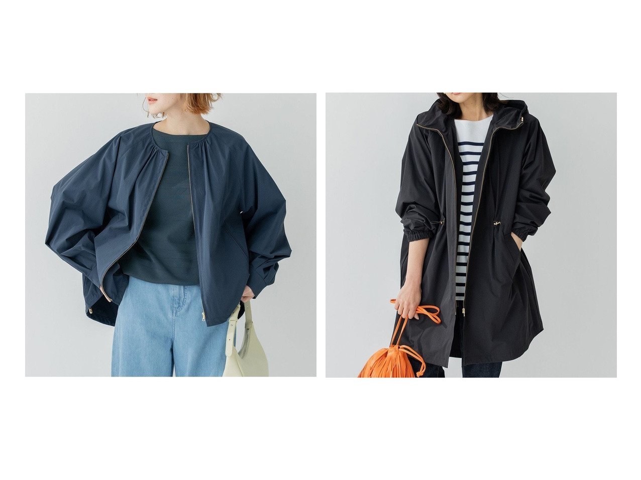 【NIJYUSANKU/23区】のナイロン2WAYストレッチ ノーカラー ブルゾン&ナイロン2WAYストレッチ フーデットアウター 【アウター】おすすめ！人気、トレンド、レディースファッションの通販 おすすめ人気トレンドファッション通販アイテム インテリア・キッズ・メンズ・レディースファッション・服の通販 founy(ファニー) 　ファッション　Fashion　レディースファッション　WOMEN　アウター　Coat Outerwear　ジャケット　Jackets　ブルゾン　Blouson/Jackets　ジップ　ジップアップ　ジャケット　ストレッチ　スリーブ　フロント　ブルゾン　送料無料　Free Shipping　2023春夏・S/S　SS,Spring/Summer,2023　2023年　2023　ブラック系　Black　ベージュ系　Beige　ブルー系　Blue　|ID:crp329100000136913