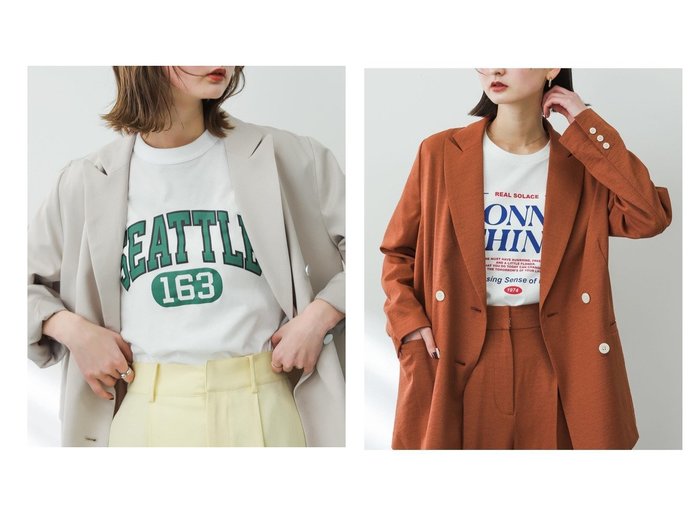 【SENSE OF PLACE by URBAN RESEARCH/センスオブプレイス】の『別注』championSENSE OF PLACE グラフィックTシャツ&リネンライクテーラードジャケット 【プチプライス、低価格、格安】おすすめ！人気、トレンド、レディースファッションの通販 おすすめ人気トレンドファッション通販アイテム 人気、トレンドファッション・服の通販 founy(ファニー) ファッション Fashion レディースファッション WOMEN アウター Coat Outerwear ジャケット Jackets テーラードジャケット Tailored Jackets トップス・カットソー Tops/Tshirt シャツ/ブラウス Shirts/Blouses ロング / Tシャツ T-Shirts カットソー Cut and Sewn NEW・新作・新着・新入荷 New Arrivals おすすめ Recommend ジャケット デニム リネン 夏 Summer グラフィック 人気 別注 |ID:crp329100000138849