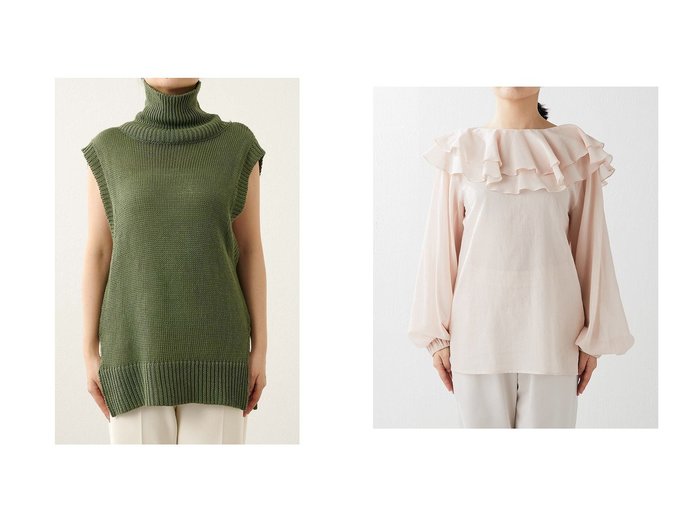 【Whim Gazette/ウィムガゼット】のバックシャンノースリーブプルオーバー&2WAYフリルブラウス 【トップス、カットソー】おすすめ！人気、トレンド、レディースファッションの通販 おすすめ人気トレンドファッション通販アイテム 人気、トレンドファッション・服の通販 founy(ファニー) ファッション Fashion レディースファッション WOMEN トップス・カットソー Tops/Tshirt シャツ/ブラウス Shirts/Blouses ニット Knit Tops キャミソール / ノースリーブ No Sleeves プルオーバー Pullover 2023年 2023 2023春夏・S/S SS,Spring/Summer,2023 A/W・秋冬 AW・Autumn/Winter・FW・Fall-Winter S/S・春夏 SS・Spring/Summer スリーブ バランス ビッグ フリル ベビー ロング 夏 Summer 春 Spring 今季 タートルネック ルーズ |ID:crp329100000139496