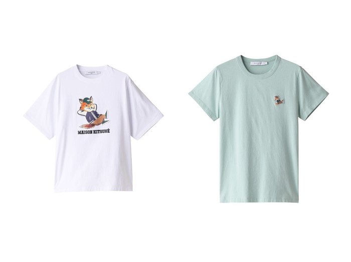 【MAISON KITSUNE/メゾン キツネ】のDRESSED FOX EASY Tシャツ&DRESSED FOX PATCH CLASSIC Tシャツ 【トップス、カットソー】おすすめ！人気、トレンド、レディースファッションの通販 おすすめ人気トレンドファッション通販アイテム インテリア・キッズ・メンズ・レディースファッション・服の通販 founy(ファニー) https://founy.com/ ファッション Fashion レディースファッション WOMEN トップス・カットソー Tops/Tshirt シャツ/ブラウス Shirts/Blouses ロング / Tシャツ T-Shirts カットソー Cut and Sewn ワンピース Dress ドレス Party Dresses コンパクト ショート スリーブ トレンド フォックス ボトム 半袖 ハーフ フロント プリント |ID:crp329100000140622
