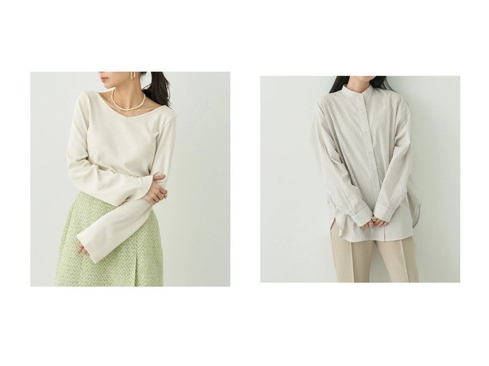 【earth music&ecology/アースミュージックアンドエコロジー】の2WAYネックリブプルオーバー&ドルマンストライプシャツ 【プチプライス・低価格】おすすめ！人気、トレンド、レディースファッションの通販 おすすめ人気トレンドファッション通販アイテム 人気、トレンドファッション・服の通販 founy(ファニー) ファッション Fashion レディースファッション WOMEN トップス・カットソー Tops/Tshirt シャツ/ブラウス Shirts/Blouses ロング / Tシャツ T-Shirts プルオーバー Pullover カットソー Cut and Sewn 送料無料 Free Shipping カットソー スリット ポケット ストライプ ルーズ |ID:crp329100000140676