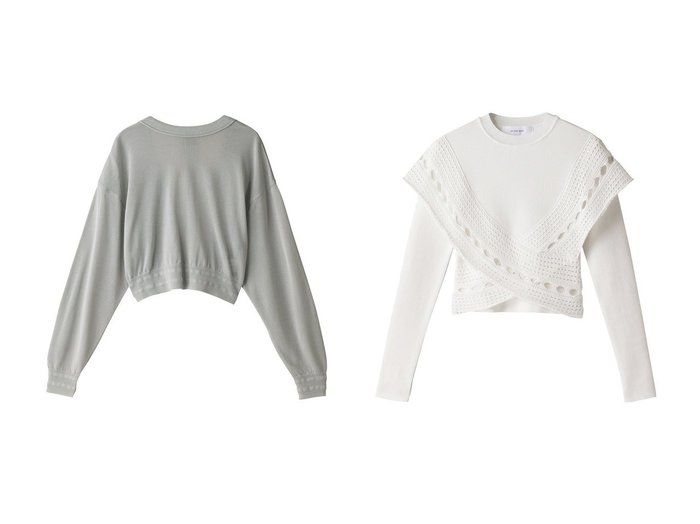 【LE CIEL BLEU/ルシェル ブルー】のコットンシアーニットトップ&レースパネルニットトップ 【トップス、カットソー】おすすめ！人気、トレンド、レディースファッションの通販 おすすめ人気トレンドファッション通販アイテム インテリア・キッズ・メンズ・レディースファッション・服の通販 founy(ファニー) https://founy.com/ ファッション Fashion レディースファッション WOMEN トップス・カットソー Tops/Tshirt ニット Knit Tops プルオーバー Pullover エレガント ガーリー ショート バランス ボトム マキシ レース ワイド 人気 S/S・春夏 SS・Spring/Summer リボン 夏 Summer 春 Spring |ID:crp329100000141070