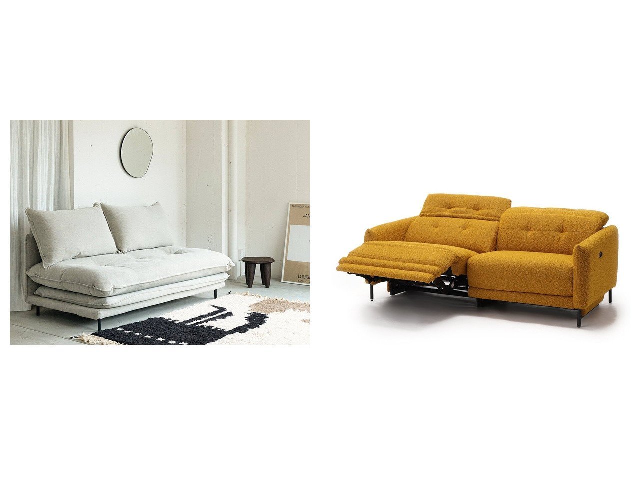 【journal standard Furniture/ジャーナルスタンダード ファニチャー】のポルト ソファ 2シーター&シーフィールド リクライニングソファ(マスタード) 【FURNITURE】おすすめ！人気、インテリア雑貨、家具の通販 おすすめ人気トレンドファッション通販アイテム インテリア・キッズ・メンズ・レディースファッション・服の通販 founy(ファニー) 　クッション　コンパクト　シンプル　スリム　プレーン　ラグジュアリー　ヴィンテージ　スマート　フィット　リラックス　ホーム・キャンプ・アウトドア・お取り寄せ　Home,Garden,Outdoor,Camping Gear　家具・インテリア　Furniture　ソファー　Sofa　ホーム・キャンプ・アウトドア・お取り寄せ　Home,Garden,Outdoor,Camping Gear　家具・インテリア　Furniture　ソファー　Sofa　リクライニングソファ　グレー系　Gray　ホワイト系　White　|ID:crp329100000141103