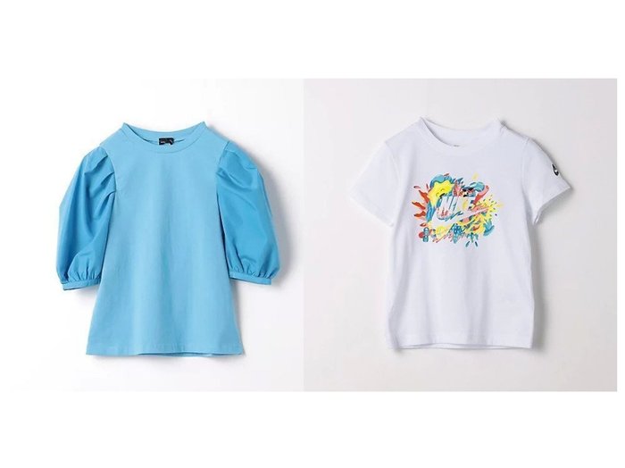 【green label relaxing / UNITED ARROWS / KIDS/グリーンレーベルリラクシング】のTJ パフスリーブ Tシャツ 110cm-130cm&FUTURA SPLASH Tシャツ 105cm-120cm 【KIDS】子供服のおすすめ！人気トレンド・キッズファッションの通販  おすすめ人気トレンドファッション通販アイテム インテリア・キッズ・メンズ・レディースファッション・服の通販 founy(ファニー) https://founy.com/ ファッション Fashion キッズファッション KIDS インナー 春 Spring スリーブ ダウン デニム パターン フェミニン おすすめ Recommend 夏 Summer |ID:crp329100000141174