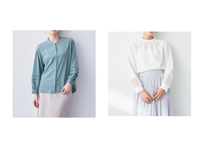 【YECCA VECCA/イェッカ ヴェッカ】の・2way裾アレンジパール釦ブラウス&レースMIXスタンドカラーブラウス 【トップス、カットソー】おすすめ！人気、トレンド、レディースファッションの通販 おすすめ人気トレンドファッション通販アイテム インテリア・キッズ・メンズ・レディースファッション・服の通販 founy(ファニー) https://founy.com/ ファッション Fashion レディースファッション WOMEN トップス・カットソー Tops/Tshirt シャツ/ブラウス Shirts/Blouses 送料無料 Free Shipping おすすめ Recommend ギャザー ショルダー スタンド フェミニン ポケット レース パール フロント |ID:crp329100000141628