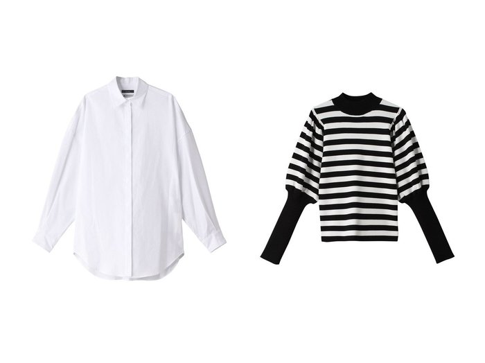 【allureville/アルアバイル】のTHOMAS MASON ロングシャツ&【Loulou Willoughby】リブパフスリーブプルオーバー 【トップス、カットソー】おすすめ！人気、トレンド、レディースファッションの通販 おすすめ人気トレンドファッション通販アイテム インテリア・キッズ・メンズ・レディースファッション・服の通販 founy(ファニー) https://founy.com/ ファッション Fashion レディースファッション WOMEN トップス・カットソー Tops/Tshirt ニット Knit Tops プルオーバー Pullover シャツ/ブラウス Shirts/Blouses スリーブ ハイネック フィット ベーシック ロング |ID:crp329100000142123