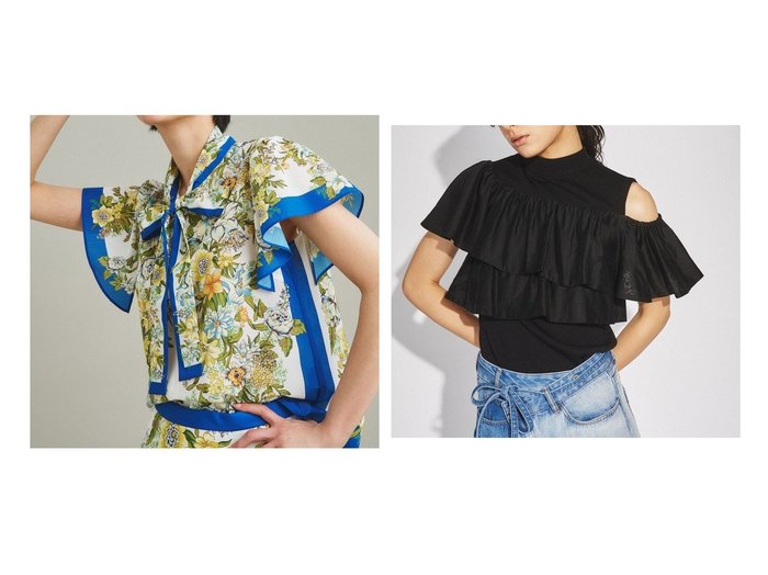 【GRACE CONTINENTAL/グレース コンチネンタル】のヴィンテージフラワートップ&フリルリブニットトップ 【トップス、カットソー】おすすめ！人気、トレンド、レディースファッションの通販 おすすめ人気トレンドファッション通販アイテム インテリア・キッズ・メンズ・レディースファッション・服の通販 founy(ファニー) https://founy.com/ ファッション Fashion レディースファッション WOMEN トップス・カットソー Tops/Tshirt ニット Knit Tops シャツ/ブラウス Shirts/Blouses 送料無料 Free Shipping アシンメトリー エレガント オレンジ シアー ハイネック フリル 定番 Standard 春 Spring スリーブ セットアップ フラワー フレア ヴィンテージ |ID:crp329100000142165
