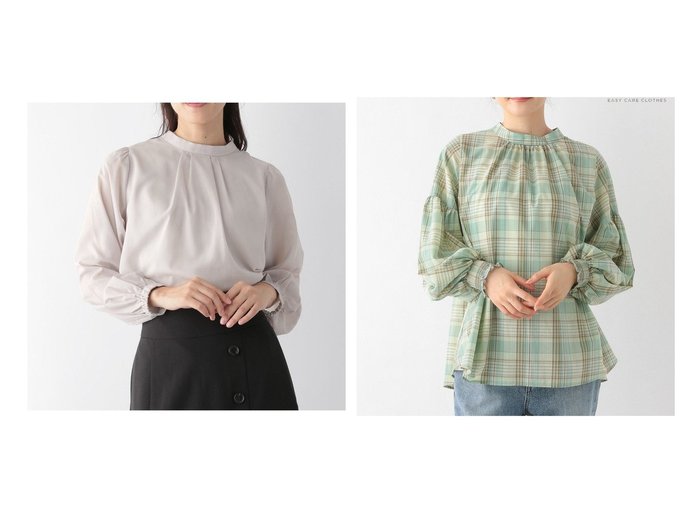 【GLOBAL WORK/グローバルワーク】の2WAYスタンドネックBL+D&オテラク/ソデボリュームBL 【プチプライス・低価格】おすすめ！人気、トレンド、レディースファッションの通販 おすすめ人気トレンドファッション通販アイテム インテリア・キッズ・メンズ・レディースファッション・服の通販 founy(ファニー) https://founy.com/ ファッション Fashion レディースファッション WOMEN トップス・カットソー Tops/Tshirt シャツ/ブラウス Shirts/Blouses インナー 春 Spring キュプラ シャーリング シンプル ジャケット ストライプ スリーブ チェック デニム 人気 ベスト ボトム 無地 再入荷 Restock/Back in Stock/Re Arrival ギャザー スタンド ダブル フロント ベーシック |ID:crp329100000142245