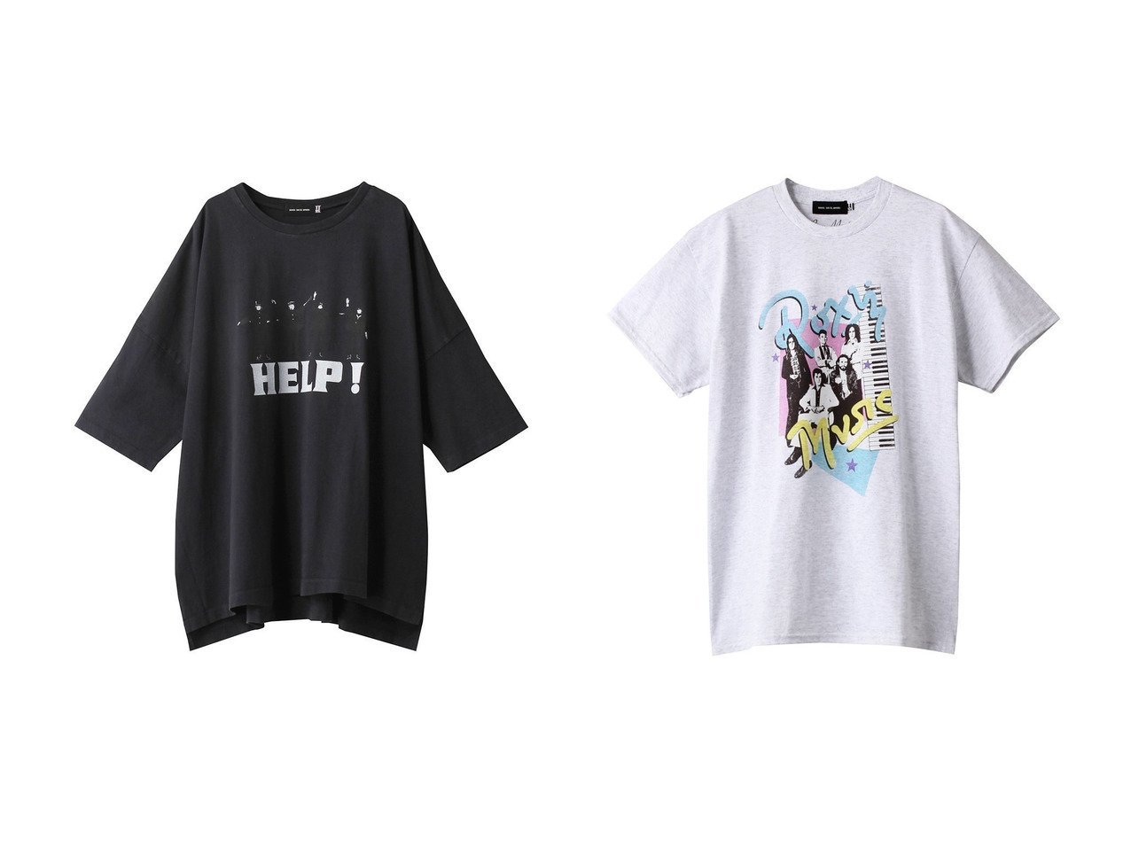 【ROSE BUD/ローズバッド】の【GOOD ROCK SPEED】HELP! Tシャツ&【GOOD ROCK SPEED】Roxy Music Tシャツ 【トップス、カットソー】おすすめ！人気、トレンド、レディースファッションの通販 おすすめ人気トレンドファッション通販アイテム インテリア・キッズ・メンズ・レディースファッション・服の通販 founy(ファニー) 　ファッション　Fashion　レディースファッション　WOMEN　トップス・カットソー　Tops/Tshirt　シャツ/ブラウス　Shirts/Blouses　ロング / Tシャツ　T-Shirts　カットソー　Cut and Sewn　ショート　スリット　スリーブ　プリント　モノトーン　メランジ　ブラック系　Black　グレー系　Gray　|ID:crp329100000142422