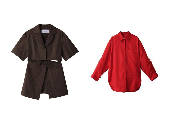 【LE CIEL BLEU/ルシェル ブルー】の2way Length Tailred シャツ&エルボーギャザーシャツ 【トップス、カットソー】おすすめ！人気、トレンド、レディースファッションの通販 おすすめ人気トレンドファッション通販アイテム 人気、トレンドファッション・服の通販 founy(ファニー) 　ファッション　Fashion　レディースファッション　WOMEN　トップス・カットソー　Tops/Tshirt　シャツ/ブラウス　Shirts/Blouses　ギャザー　スリット　スリーブ　ロング　クロップド　ショート　ジャケット　半袖　|ID:crp329100000142428