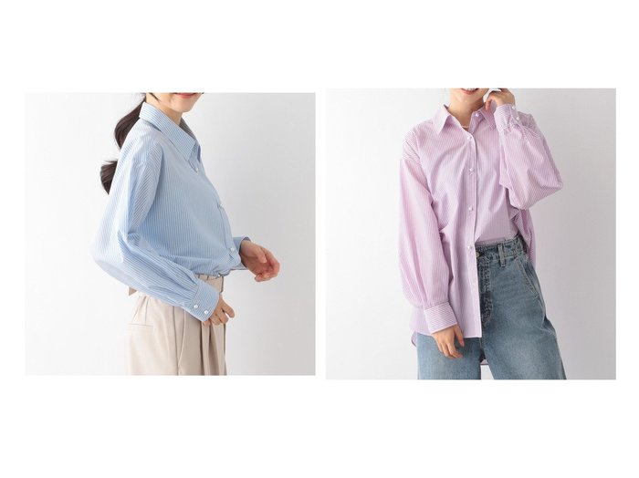 【GLOBAL WORK/グローバルワーク】のパールボタンシャツ+D 【プチプライス・低価格】おすすめ！人気、トレンド、レディースファッションの通販 おすすめ人気トレンドファッション通販アイテム インテリア・キッズ・メンズ・レディースファッション・服の通販 founy(ファニー) https://founy.com/ ファッション Fashion レディースファッション WOMEN トップス・カットソー Tops/Tshirt シャツ/ブラウス Shirts/Blouses インナー ストライプ スリット デニム ハイネック パール 春 Spring |ID:crp329100000142695