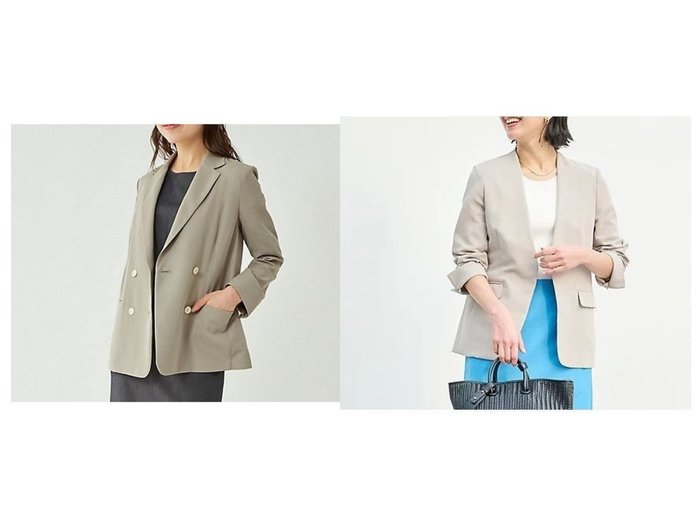 【green label relaxing / UNITED ARROWS/グリーンレーベル リラクシング / ユナイテッドアローズ】のクリスプツイル ダブル ジャケット -マシンウォッシャブル・ストレッチ・吸水速乾- No06&クリスプツイル ノーラペル ジャケット No06 おすすめ！人気、トレンド、レディースファッションの通販 おすすめ人気トレンドファッション通販アイテム 人気、トレンドファッション・服の通販 founy(ファニー) ファッション Fashion レディースファッション WOMEN アウター Coat Outerwear ジャケット Jackets インナー 春 Spring 吸水 ジャケット ストレッチ ストレート スリット スーツ セットアップ ダブル ツイル フォーマル フレア ボトム ポケット おすすめ Recommend |ID:crp329100000142800