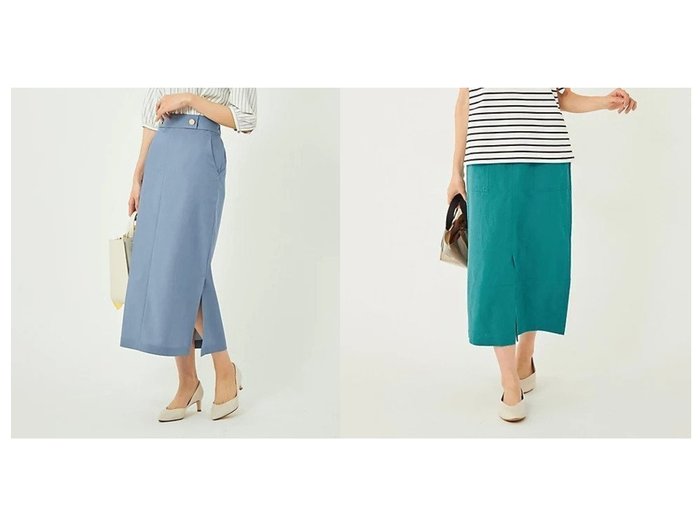 【green label relaxing / UNITED ARROWS/グリーンレーベル リラクシング / ユナイテッドアローズ】のシャンブレー Iライン ロング タイトスカート -ストレッチ・接触冷感-&コルトレイクリネン コットン ポケット スカート おすすめ！人気、トレンド、レディースファッションの通販 おすすめ人気トレンドファッション通販アイテム 人気、トレンドファッション・服の通販 founy(ファニー) ファッション Fashion レディースファッション WOMEN スカート Skirt キャミワンピース クロップド スリット セットアップ 長袖 フロント ポケット 半袖 リラックス おすすめ Recommend |ID:crp329100000142806
