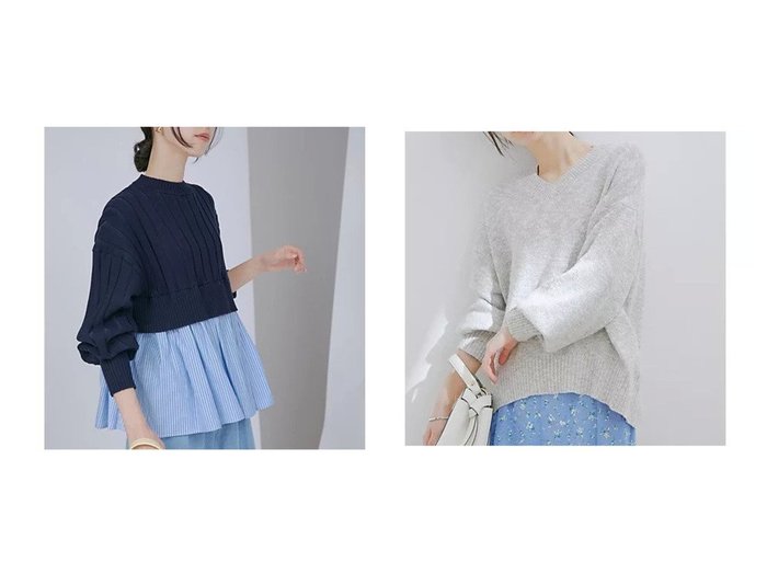 【VIS/ビス】のリブニットドッキングプルオーバー&ボリューム袖メランジVネックニット 【プチプライス・低価格】おすすめ！人気、トレンド、レディースファッションの通販 おすすめ人気トレンドファッション通販アイテム インテリア・キッズ・メンズ・レディースファッション・服の通販 founy(ファニー) https://founy.com/ ファッション Fashion レディースファッション WOMEN トップス・カットソー Tops/Tshirt ニット Knit Tops Vネック V-Neck プルオーバー Pullover おすすめ Recommend シンプル バランス メランジ 冬 Winter 春 Spring 秋 Autumn/Fall |ID:crp329100000142886
