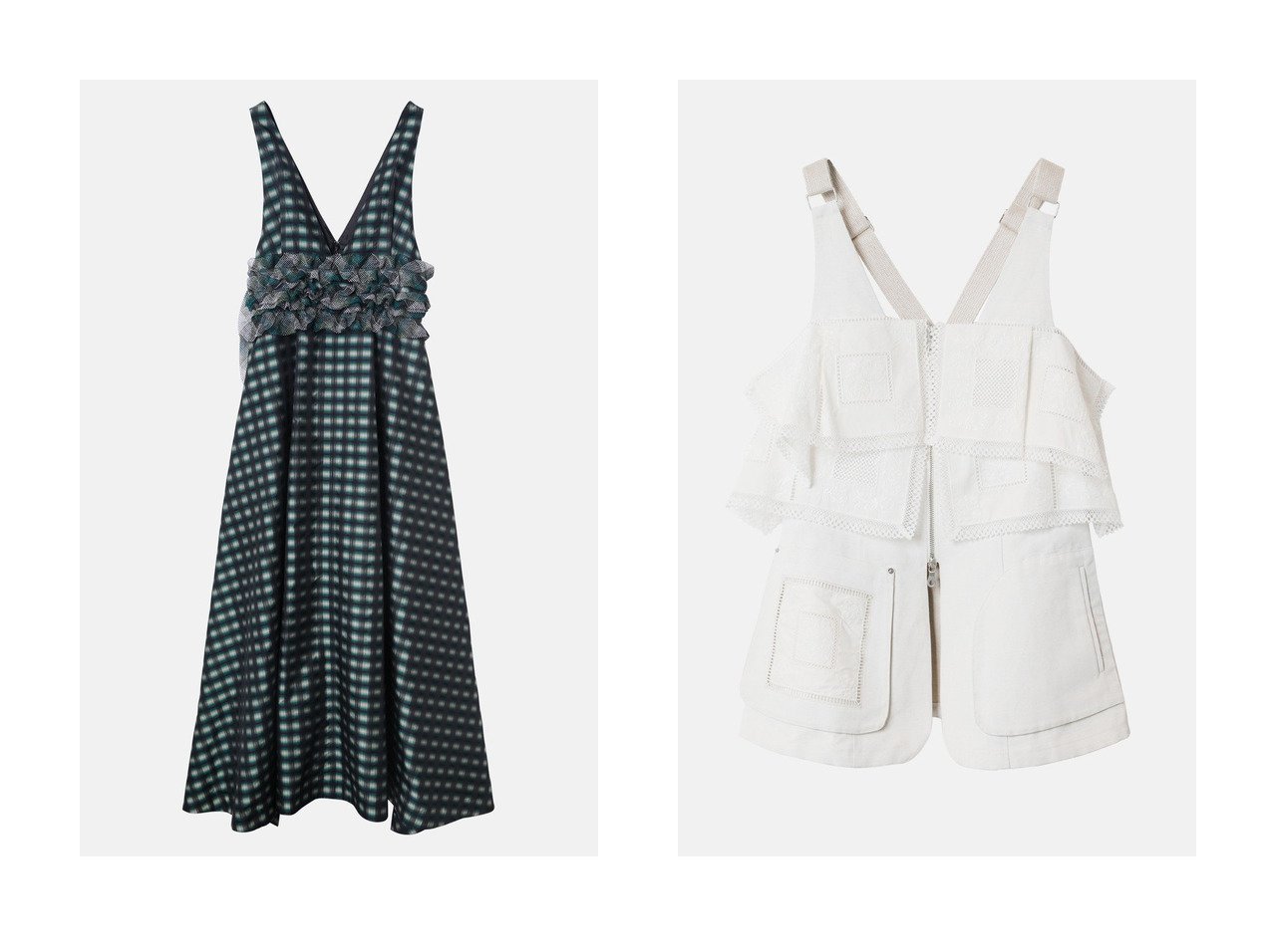 【LE CIEL BLEU/ルシェル ブルー】の【IRENE】Harvest Plaid Dress&【IRENE】Nappe Fisherman Vest 【アウター】おすすめ！人気、トレンド、レディースファッションの通販 おすすめ人気トレンドファッション通販アイテム インテリア・キッズ・メンズ・レディースファッション・服の通販 founy(ファニー) 　ファッション　Fashion　レディースファッション　WOMEN　アウター　Coat Outerwear　トップス・カットソー　Tops/Tshirt　キャミソール / ノースリーブ　No Sleeves　シャツ/ブラウス　Shirts/Blouses　ベスト/ジレ　Gilets/Vests　ワンピース　Dress　ドレス　Party Dresses　チュニック　Tunic　カットソー　コルセット　コーティング　ノースリーブ　フェミニン　ポケット　リネン　おすすめ　Recommend　スリット　チェック　チュニック　リボン　ロマンティック　ロング　ホワイト系　White　グリーン系　Green　|ID:crp329100000143230