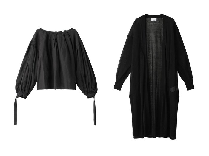 【1er Arrondissement/プルミエ アロンディスモン】のリネンポリエステルロングガウン&【normment】リネンギャザーブラウス 【トップス、カットソー】おすすめ！人気、トレンド、レディースファッションの通販  おすすめ人気トレンドファッション通販アイテム インテリア・キッズ・メンズ・レディースファッション・服の通販 founy(ファニー) https://founy.com/ ファッション Fashion レディースファッション WOMEN トップス・カットソー Tops/Tshirt ニット Knit Tops カーディガン Cardigans シャツ/ブラウス Shirts/Blouses カーディガン ガウン シアー シンプル ストレート スリット スリーブ リネン ロング S/S・春夏 SS・Spring/Summer ギャザー フェミニン リボン 夏 Summer 定番 Standard 春 Spring |ID:crp329100000145165