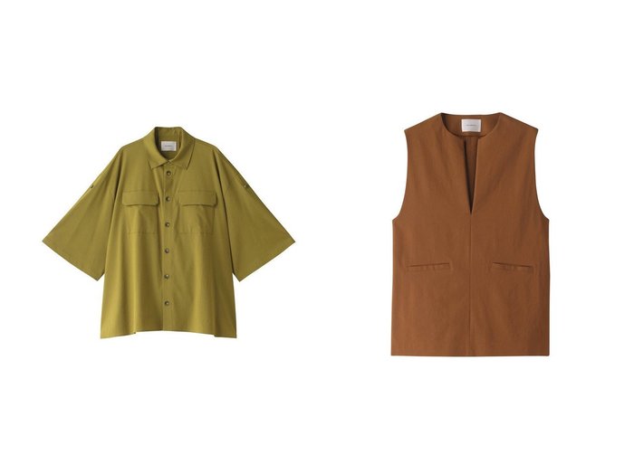 【MIDIUMISOLID/ミディウミソリッド】のroll up wide shirt シャツ&slv PO プルオーバー 【トップス、カットソー】おすすめ！人気、トレンド、レディースファッションの通販  おすすめ人気トレンドファッション通販アイテム 人気、トレンドファッション・服の通販 founy(ファニー) 　ファッション　Fashion　レディースファッション　WOMEN　トップス・カットソー　Tops/Tshirt　シャツ/ブラウス　Shirts/Blouses　キャミソール / ノースリーブ　No Sleeves　プルオーバー　Pullover　とろみ　ショート　スリーブ　ロールアップ　ワイド　スリット　ノースリーブ　|ID:crp329100000145195