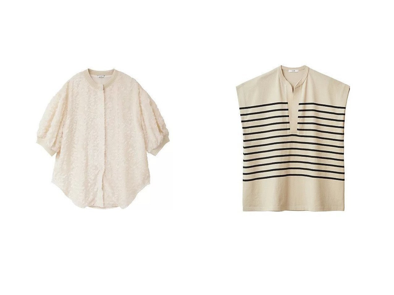 CLANE/クラネ】のFRINGE HALF SLEEVE CARDIGAN&S BORDER TOPS