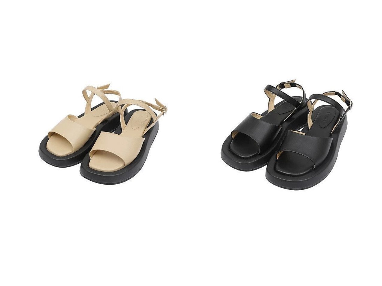 【CLANE/クラネ】のEDGE SOLE CURVE SANDALS 【シューズ・靴】おすすめ！人気、トレンド、レディースファッションの通販 おすすめ人気トレンドファッション通販アイテム インテリア・キッズ・メンズ・レディースファッション・服の通販 founy(ファニー) 　ファッション　Fashion　レディースファッション　WOMEN　2023年　2023　2023春夏・S/S　SS,Spring/Summer,2023　カッティング　クッション　サンダル　トレンド　フラット　ラップ　ブラック系　Black　ベージュ系　Beige　|ID:crp329100000145571