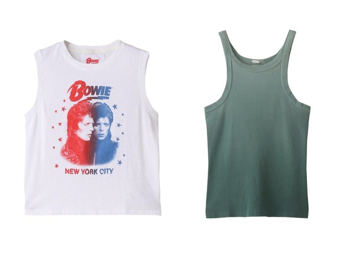 【MOTHER/マザー】のTHE CHIN UPS TANK グラデーションタンクトップ&【BOWIE】GOLDEN YEARS プリントタンクトップ 【トップス、カットソー】おすすめ！人気、トレンド、レディースファッションの通販 おすすめ人気トレンドファッション通販アイテム 人気、トレンドファッション・服の通販 founy(ファニー) ファッション Fashion レディースファッション WOMEN トップス・カットソー Tops/Tshirt キャミソール / ノースリーブ No Sleeves シャツ/ブラウス Shirts/Blouses ロング / Tシャツ T-Shirts カットソー Cut and Sewn キャミソール グラデーション サマー スタイリッシュ タンク フィット コンパクト ショート プリント 夏 Summer |ID:crp329100000146015