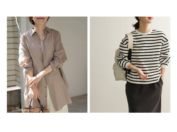 【URBAN RESEARCH DOORS/アーバンリサーチ ドアーズ】のラミーコットンビッグシャツ&ポンチボーダープルオーバー 【トップス、カットソー】おすすめ！人気、トレンド、レディースファッションの通販 おすすめ人気トレンドファッション通販アイテム 人気、トレンドファッション・服の通販 founy(ファニー) ファッション Fashion レディースファッション WOMEN トップス・カットソー Tops/Tshirt シャツ/ブラウス Shirts/Blouses ロング / Tシャツ T-Shirts プルオーバー Pullover カットソー Cut and Sewn 2023年 2023 2023春夏・S/S SS,Spring/Summer,2023 S/S・春夏 SS・Spring/Summer チュニック バランス ルーズ 夏 Summer 羽織 シンプル スリーブ バルーン ボーダー 春 Spring |ID:crp329100000146268