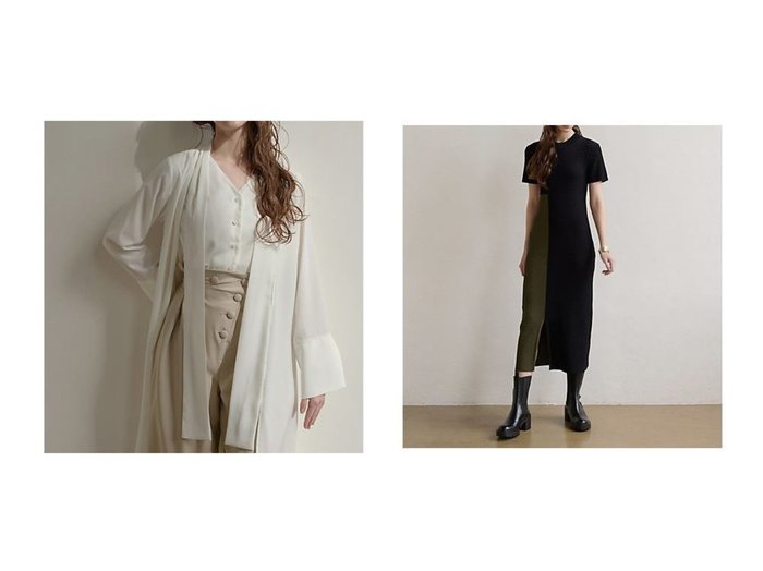 【MIELIINVARIANT/ミエリインヴァリアント】のBicolor Knit Dress&Layered Cape Shirt 【トップス、カットソー】おすすめ！人気、トレンド、レディースファッションの通販 おすすめ人気トレンドファッション通販アイテム 人気、トレンドファッション・服の通販 founy(ファニー) ファッション Fashion レディースファッション WOMEN トップス・カットソー Tops/Tshirt ニット Knit Tops ワンピース Dress ドレス Party Dresses シャツ/ブラウス Shirts/Blouses サンダル シンプル スニーカー スリット カフス 軽量 長袖 ボトム おすすめ Recommend 夏 Summer |ID:crp329100000147027
